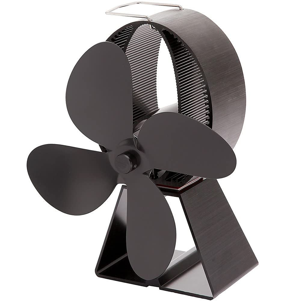 4-Blade Heat Powered Fireplace Fan - Silent, No Battery/Electricity Stove Fan for Wood Burning Stoves & Fireplaces - Efficient Heat Distribution for Cozy Home Heating