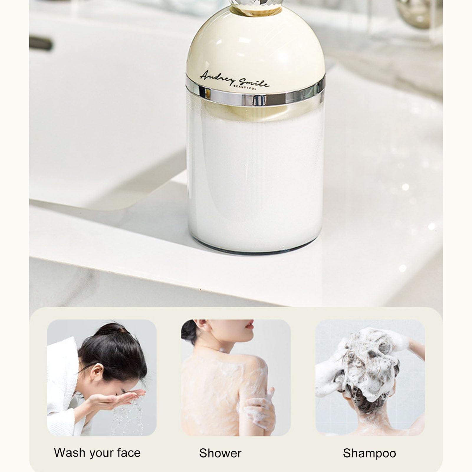 Electric Facial Cleanser Foam Cup - Rechargeable Waterproof Face Wash Foamer Machine for Deep Cleansing | Portable Bubble Maker for Face & Body Wash (White) | Perfect for Travel, Home Spa & Daily Skincare Routine
