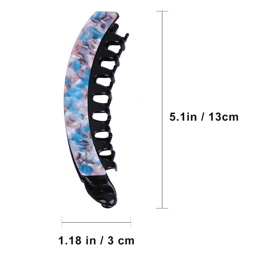 FRCOLOR 6Pcs Leopard Print Banana Hair Clips - Non-Slip Hair Clincher Combs for Styling, Sectioning & Salon Use - Perfect for Girls, Women & Professional Hairstyling (Great for Updos, Ponytails & Hair Styling at Home or Salon)
