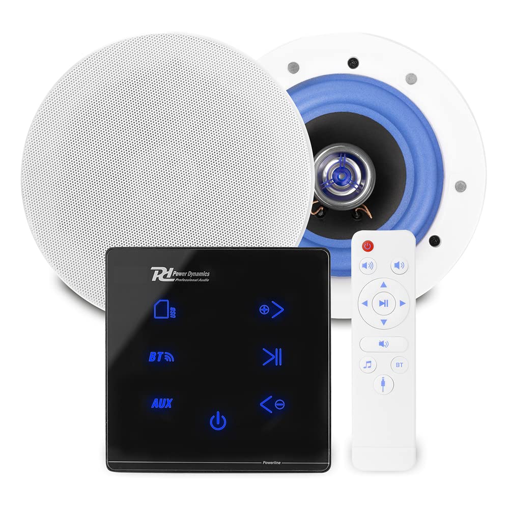 Power Dynamics Powerline Bluetooth Ceiling Speaker System with A50B Wall Amplifier & 2x ESCS6 6.5