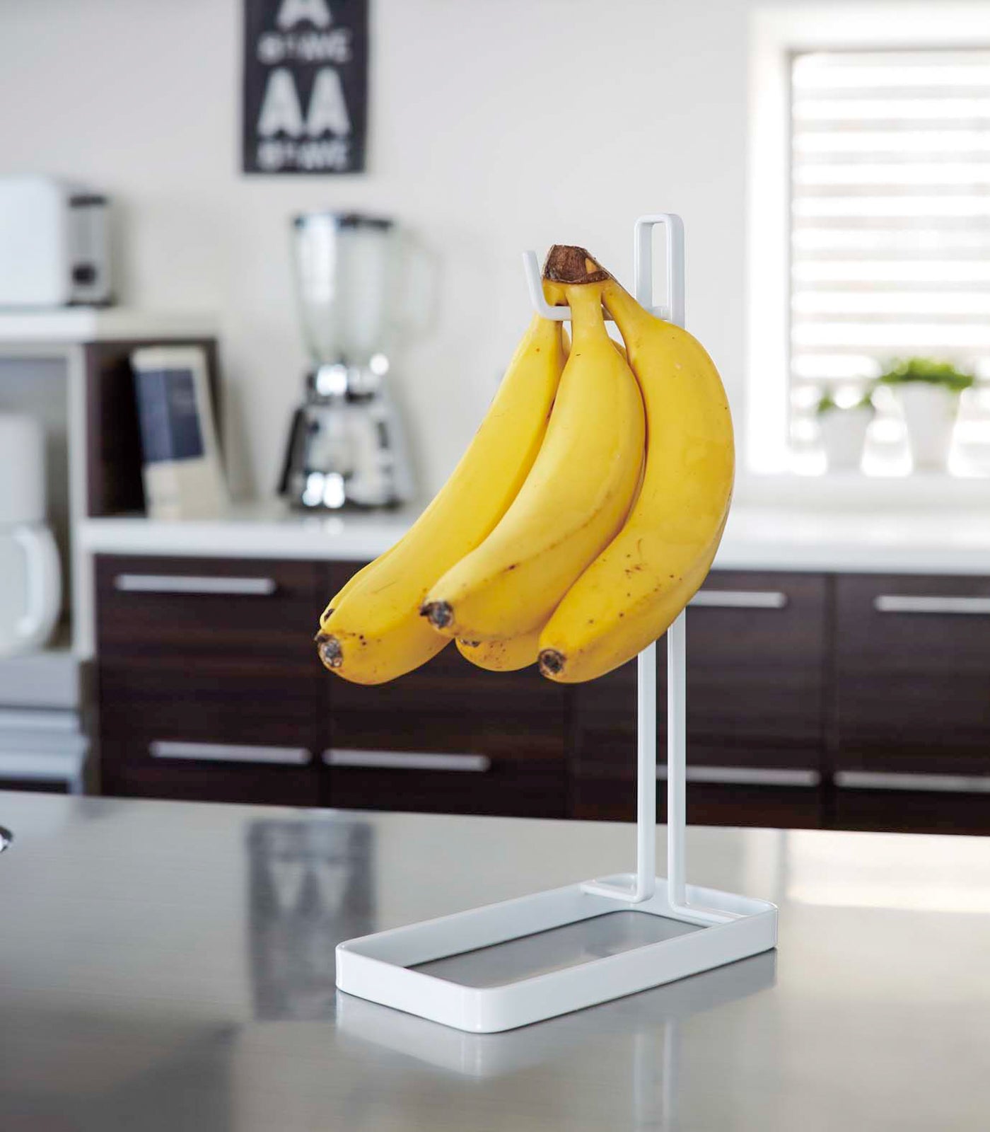 Stainless Steel Banana Hanger - Space Saving Fruit Storage Organizer for Kitchen Countertop & Pantry - Perfect for Ripening Bananas Naturally