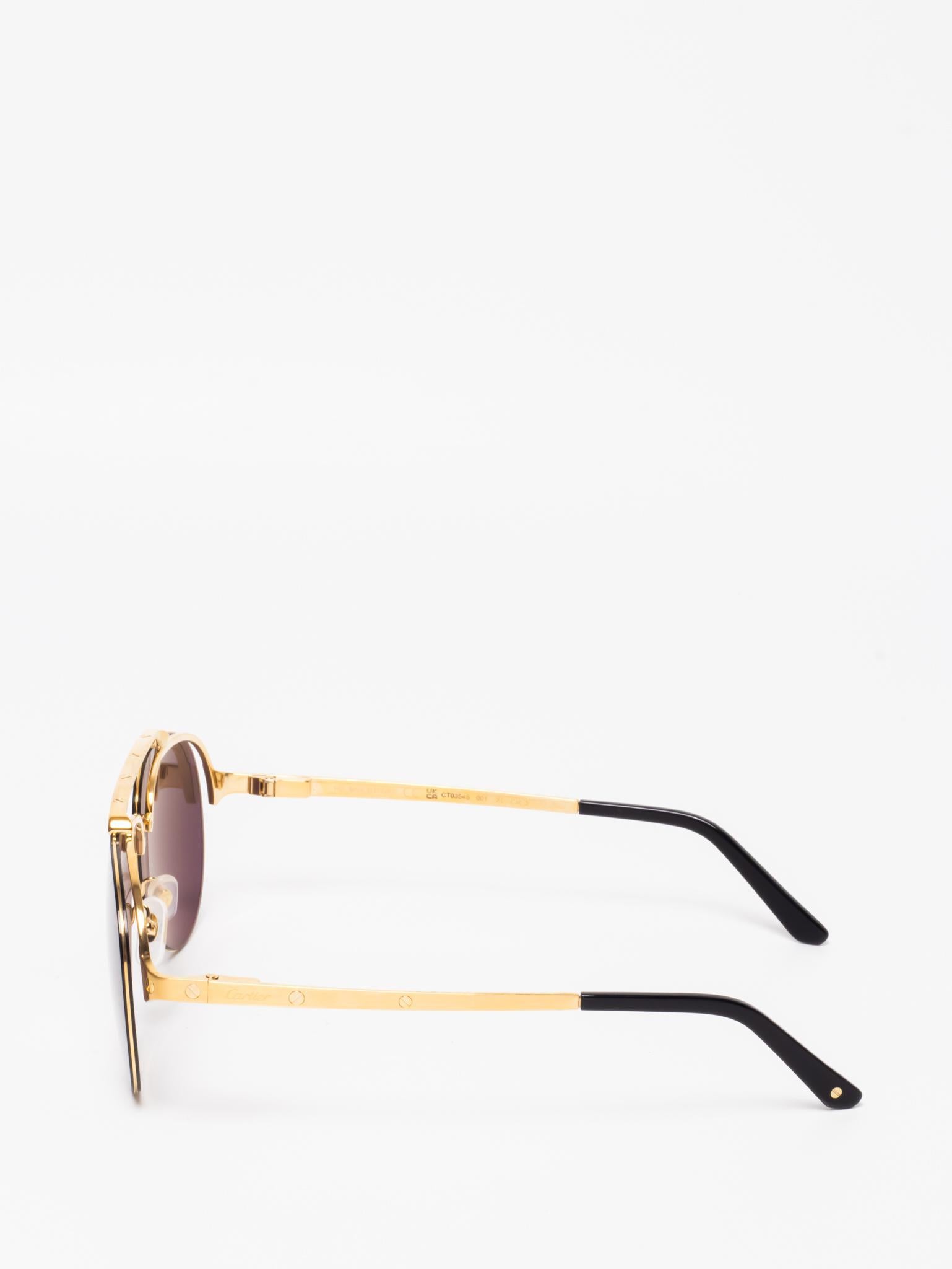 Cartier Santos de Cartier CT0354S 001 Luxury Sunglasses for Men & Women - UV Protection, Polarized Lenses - Perfect for Travel, Beach & Outdoor Activities