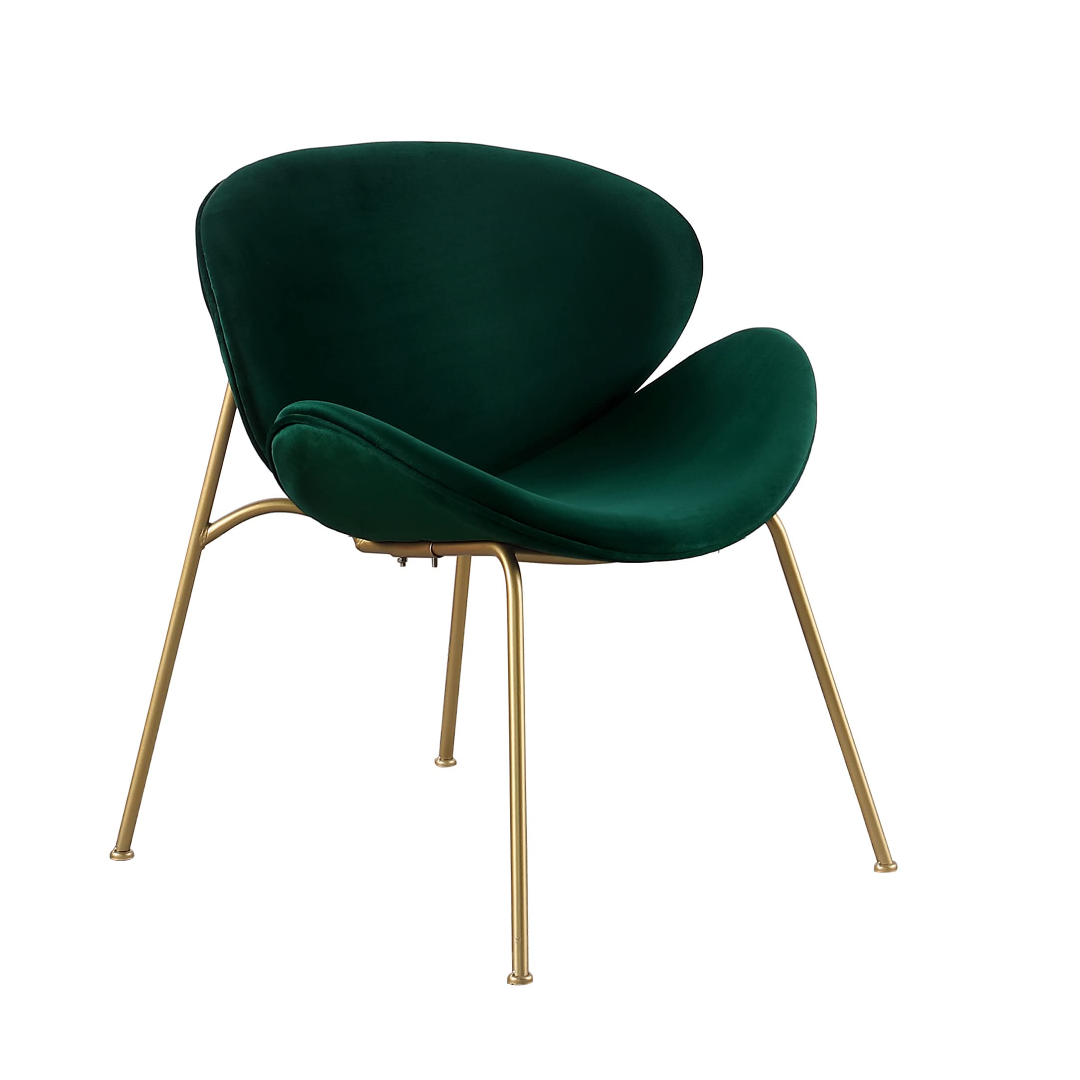Yoluckea Velvet Vanity Chair Set of 2 - Modern Upholstered Accent Chairs with Gold Metal Legs for Living Room, Bedroom, Makeup Desk | Elegant Arced Seat & Back Design | Perfect for Dining Room, Kitchen, Home Office Decor (Green)