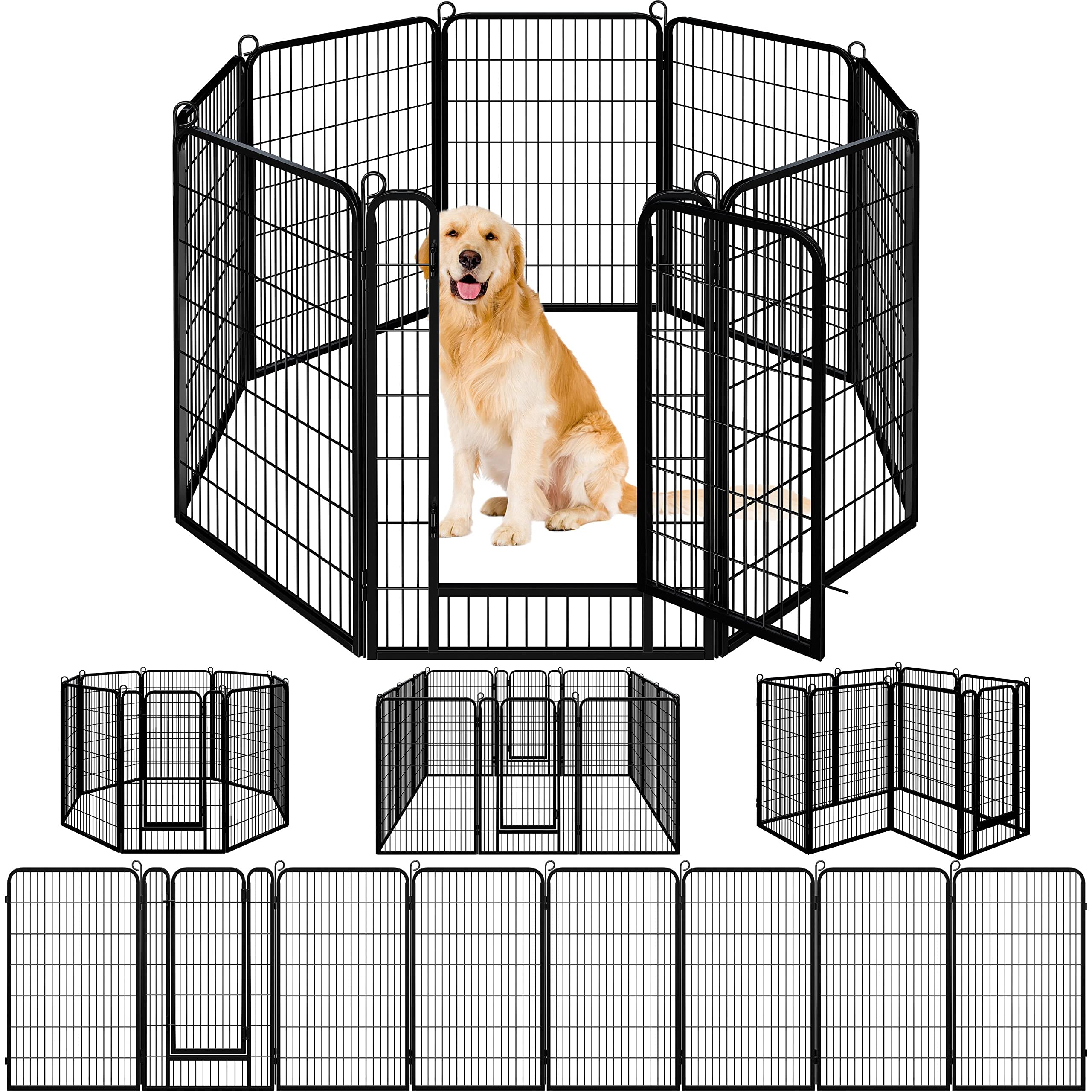Topeakmart 47 Inch 8 Panel Portable Dog Playpen - Indoor/Outdoor Puppy Exercise Pen & Pet Fence for Yard, RV Camping, Backyard, Travel, and Home Use
