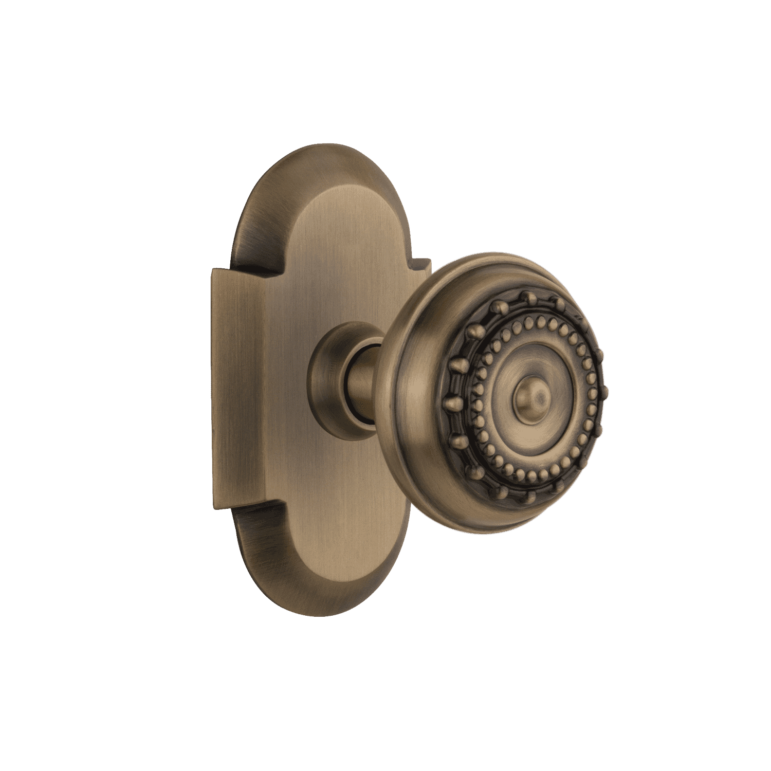 Antique Brass Cottage Short Plate with Meadows Knob - Perfect for Vintage Style Kitchen Cabinets & Farmhouse Decor