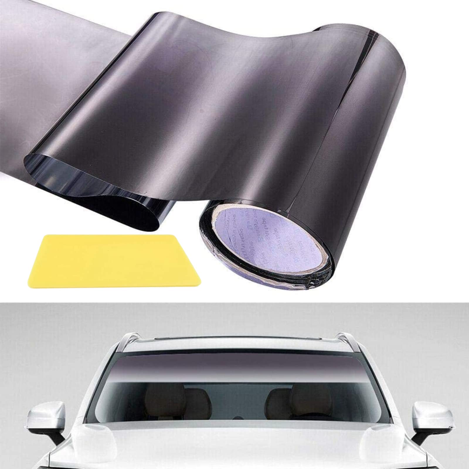 2-Pack Car Front Window Sun Visor Tint Film - Heat Insulating & UV Protection Window Tint Strip (7.8