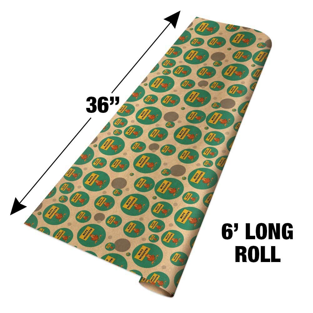 Funny Chicken Eggs Butt Nuggets Humor Premium Kraft Gift Wrap Paper Roll - Perfect for Gag Gifts, Birthday Wrapping & Party Decorations