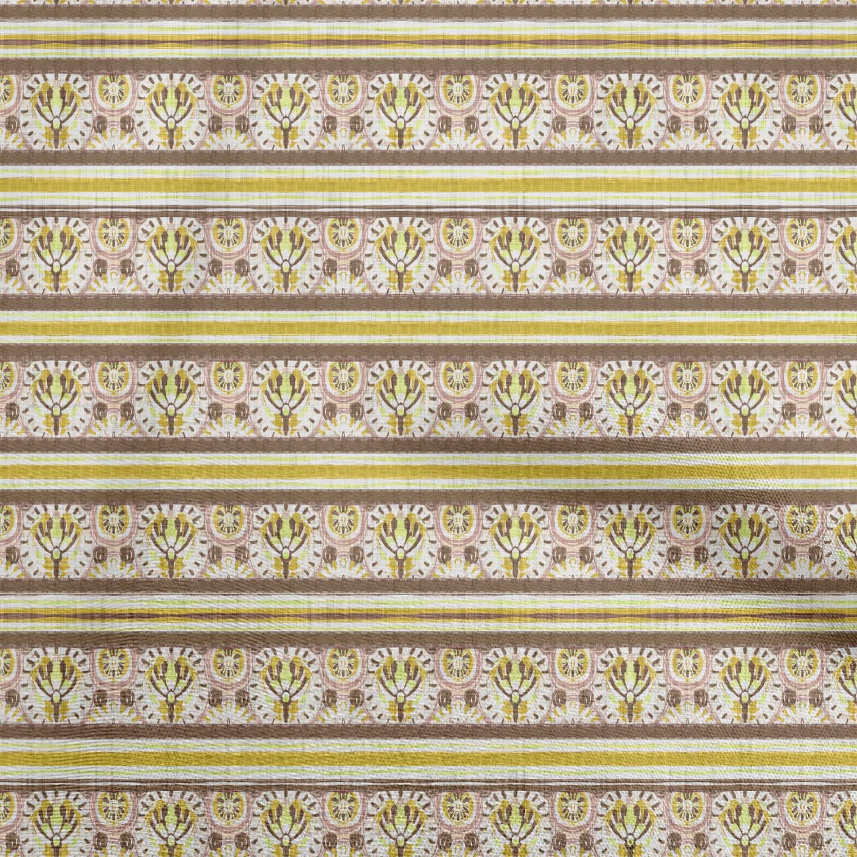 oneOone Polyester Spandex Yellow Asian Ornamental Tile Printed Fabric - 56 Inch Wide for Sewing, Crafts & DIY Projects | Perfect for Upholstery, Curtains, Home Decor & Fashion Design