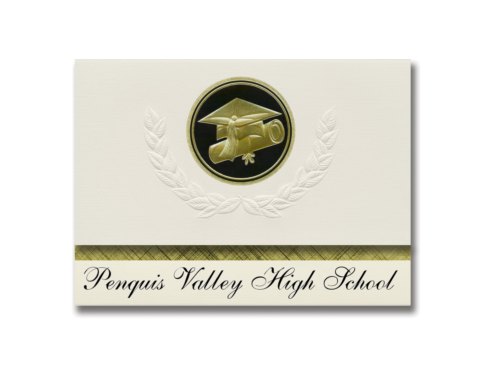 Premium Presidential Style Graduation Announcements for Penquis Valley High School (Milo, ME) - Elite Package of 25 with Black & Gold Cap & Diploma Seals - Perfect for Commencement Ceremonies, Senior Gifts, and Keepsake Memories
