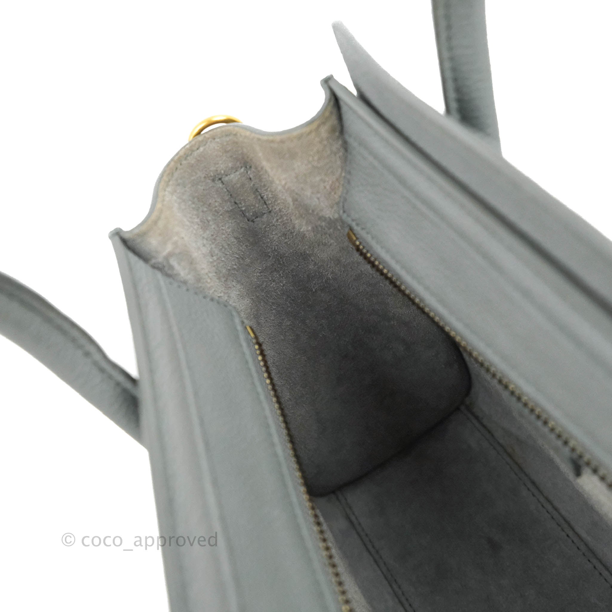 Celine Nano Luggage Bag in Grey Drummed Calfskin Leather - Stylish Crossbody Purse for Women, Perfect for Work, Travel & Everyday Use