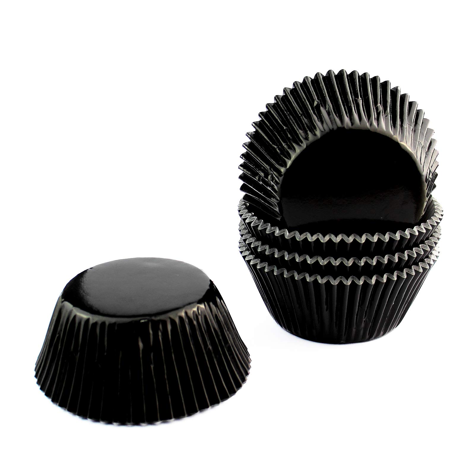 Premium Black Foil Cupcake Liners - Standard Size Baking Wrappers (100 Count) - Perfect for Birthday Parties, Wedding Desserts & Holiday Baking