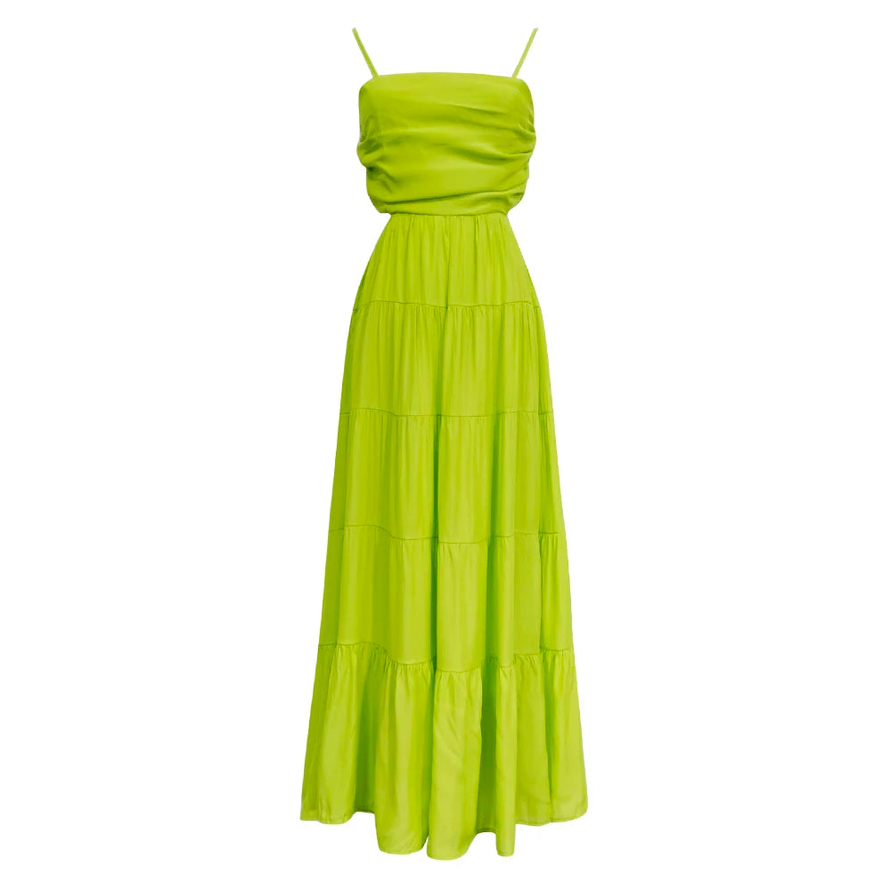 Sexy Backless Hollow Out Camisole Dress for Women - Square Neck Sleeveless High Waist Pleated Summer Dress | Perfect for Beach Vacations, Date Nights & Club Outings