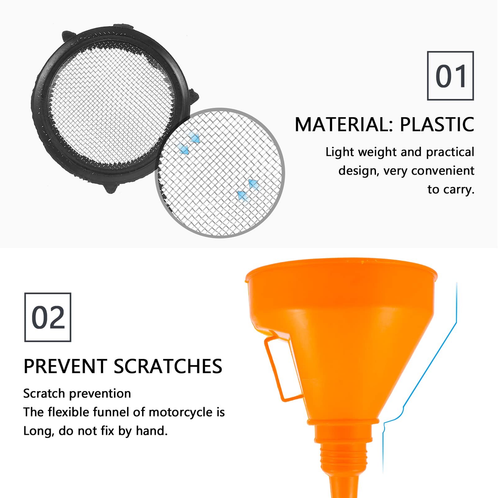 Wakauto 6-Piece Mini Funnel Set - Wide Mouth Plastic Funnels for Fuel, Kerosene & Coolant - Durable ABS Material - Perfect for Automotive Fluids, DIY Projects & Home Use