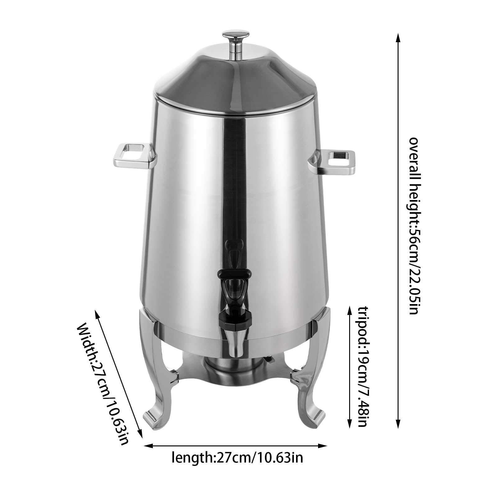 13L Commercial Stainless Steel Hot Beverage Dispenser with Spigot - Coffee Chafer Urn for Hot Water, Tea & Drinks - Ideal for Catering, Buffets, Restaurants & Office Events (13L, Silver)
