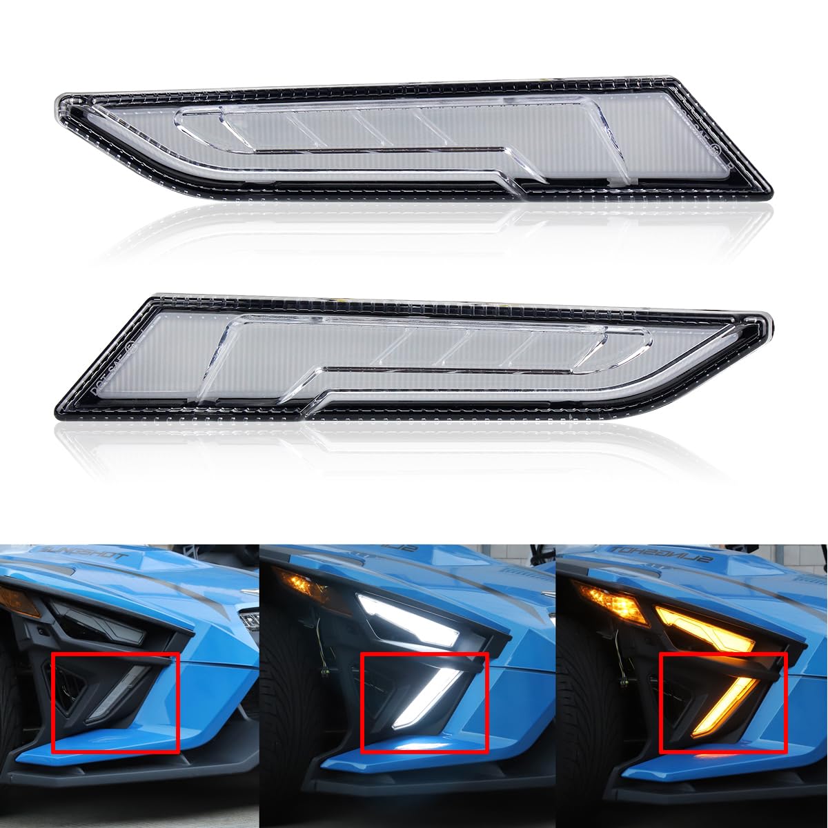 Polaris Slingshot S/R/SL/SLR/GT 2020-2022 LED Accent Panel Light - DRL & Turn Signal Replacement (2pcs, Lower) - Compatible with Part #2884606 | Enhance Visibility & Style for Day & Night Driving