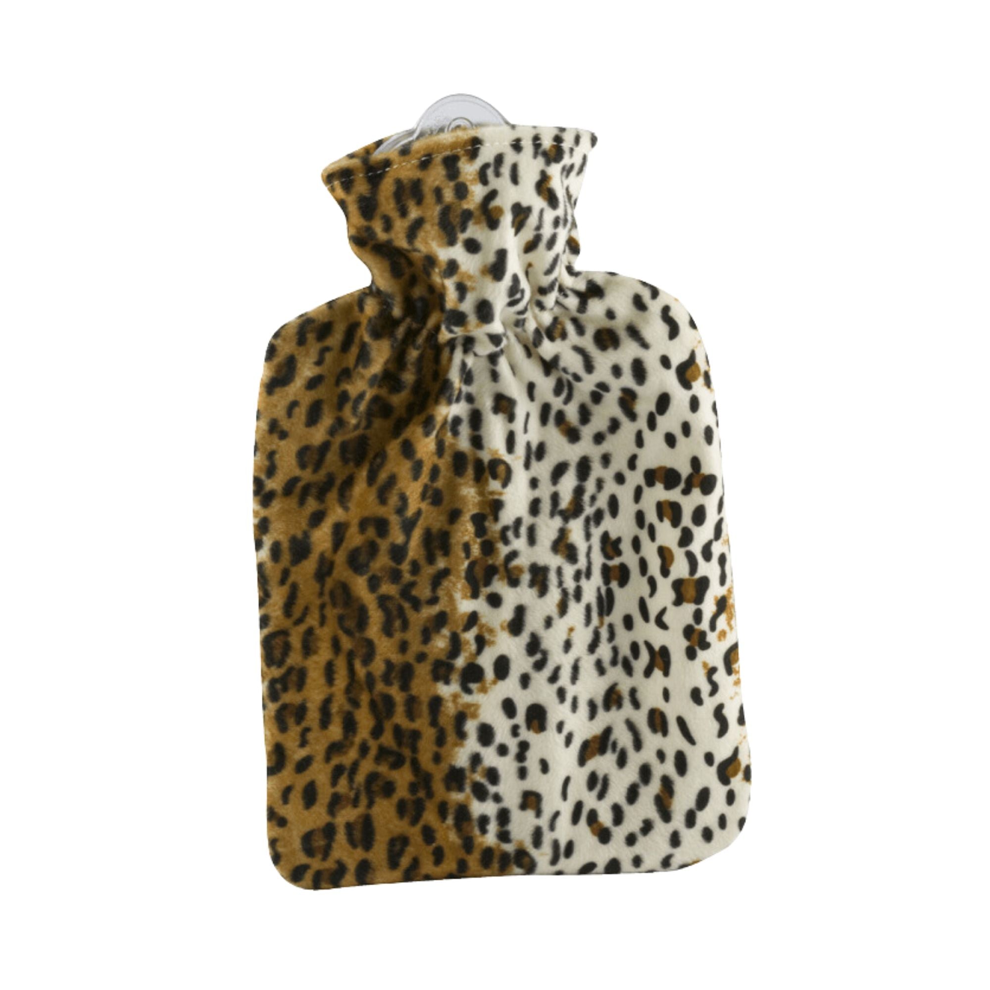 1.8L Classic Hot Water Bottle with Leopard Print Cover - Rubber-Free, BPA-Free for Pain Relief, Warmth & Comfort - Perfect for Cold Nights, Period Cramps, Back Pain & Winter Use