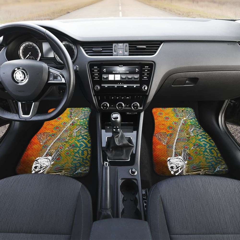 Premium Brook Trout Bones & Skin Pattern Fishing Car Floor Mats - Non-Slip, Durable Protection for Trucks & SUVs - Perfect for Outdoor Enthusiasts & Anglers