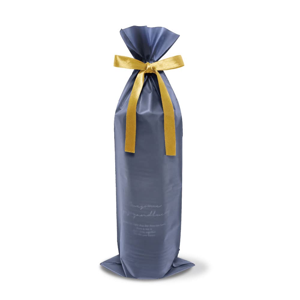 Premium Navy Blue Gift Bags with Frosted Ribbon - 12.8 fl oz (375ml) Liquor Bottle Size - Pack of 60 - Perfect for Wine, Champagne & Spirit Gifts, Party Favors & Wedding Decorations
