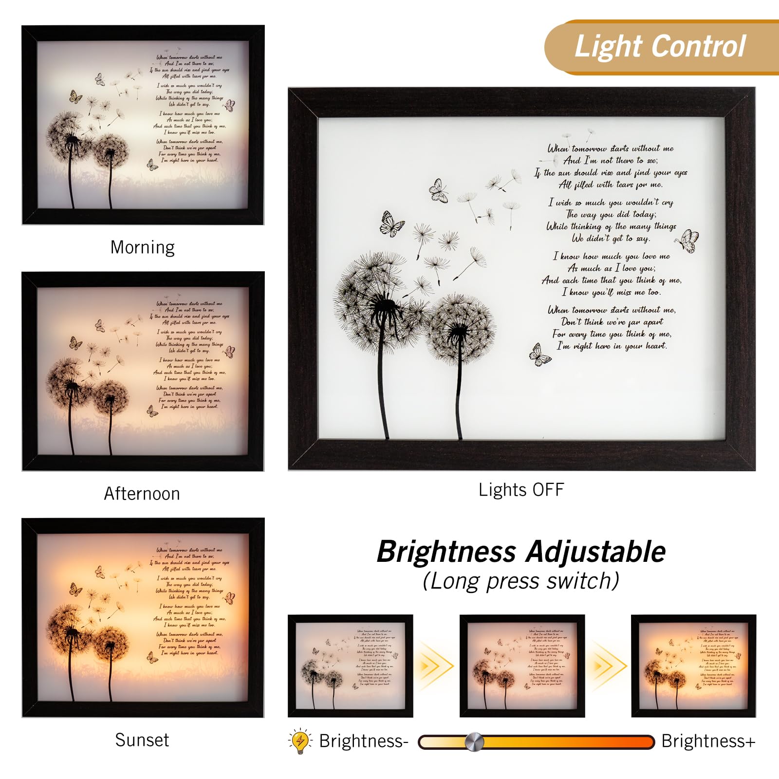 Sympathy Gift LED Memorial Shadow Box - Thoughtful Memorial Gifts for Loss of Loved Ones, Mothers, Fathers, Grandparents | Personalized Keepsake for Grieving Families | Perfect for Funerals, Memorial Services & Healing Process