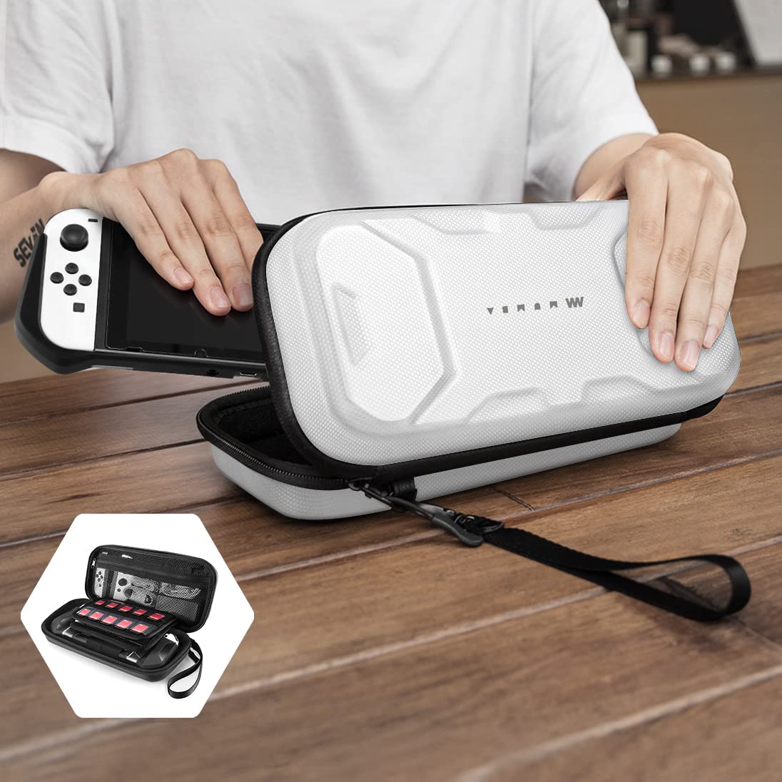 Nintendo Switch Carrying Case for OLED Model - Mumba Plus Version Protective Travel Pouch with Large Storage Capacity (White) | Perfect for Gaming On-The-Go, Travel Protection & Switch Accessories Organization
