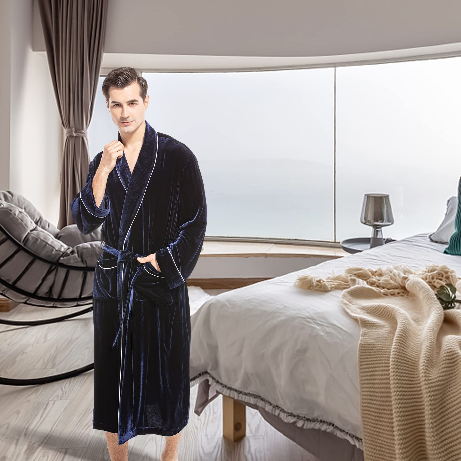 Luxury Men's Silk Velvet Robe - Soft Bathrobe & Nightgown for Winter & Autumn | Cozy Loungewear for Home, Spa & Relaxation