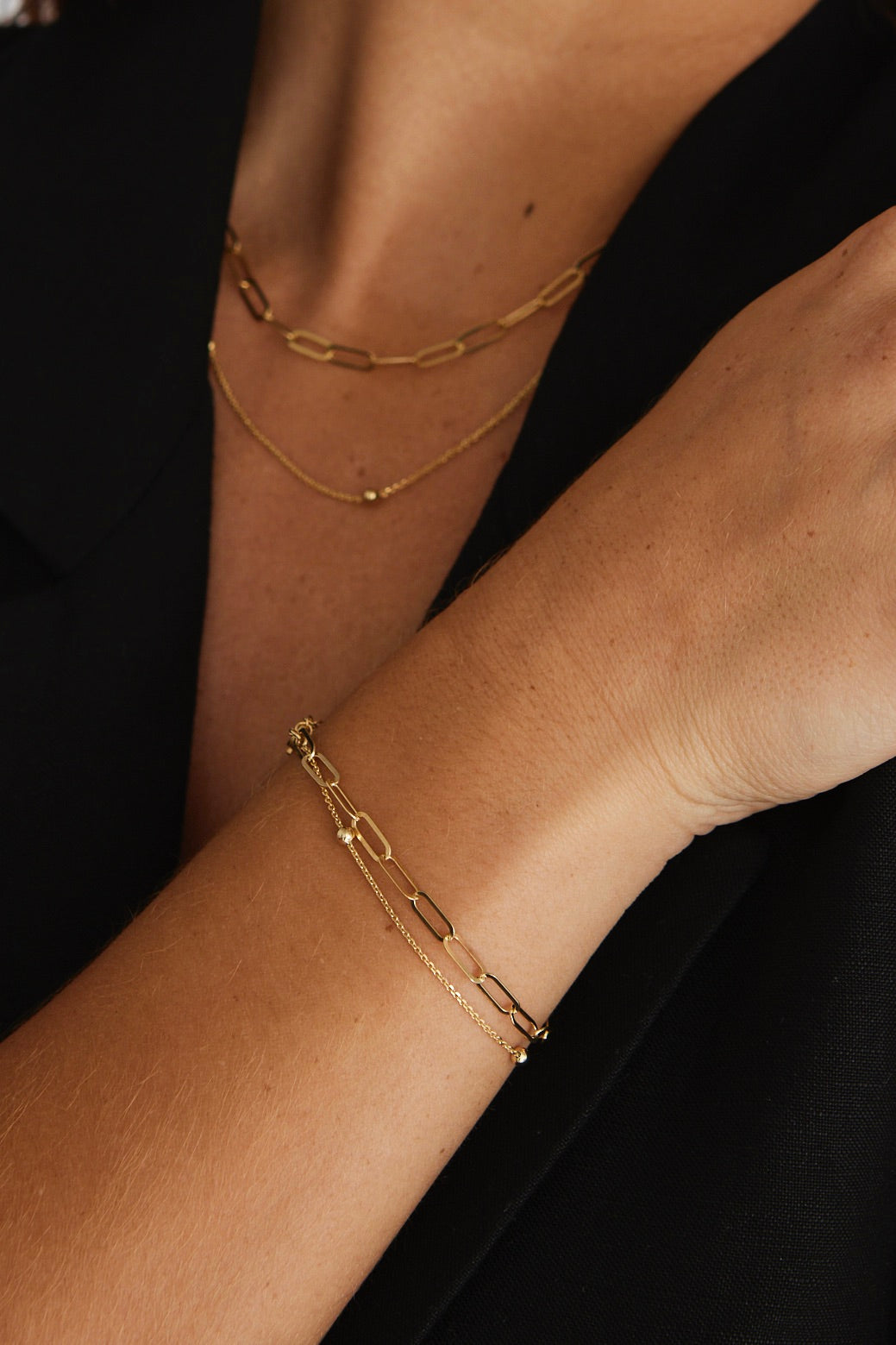 Double Chain Gold Bracelet for Women - 18K Gold Plated Elegant Jewelry - Perfect for Parties, Weddings & Everyday Wear