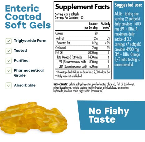 Premium Omega 3 Fish Oil Supplement 210 Softgels - Supports Heart, Brain & Joint Health - For Adults & Seniors - Perfect for Daily Wellness Routine