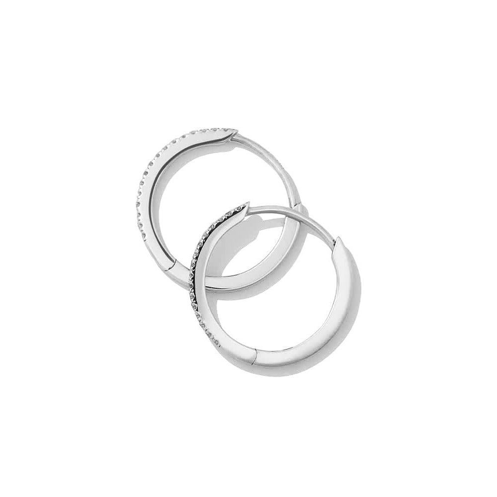 Lab Grown Diamond Hoop Earrings - 14K Gold Medium Size Pavé Setting | Perfect for Weddings, Date Nights & Special Occasions