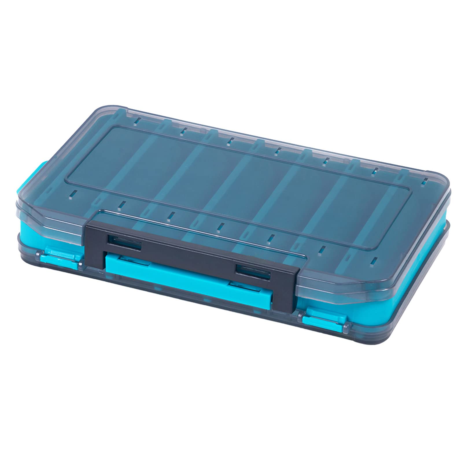 ABS Lure Storage Box - Portable Double-Sided 14 Grid Bait Organizer for Fishing Tackle | Waterproof & Durable Bait Container | Perfect for Outdoor Fishing, Camping & Boat Trips (Sky Blue)