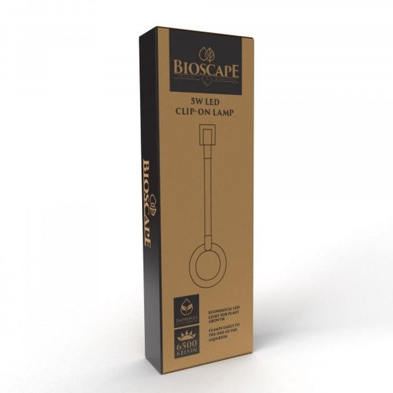 Bioscape 5W LED Clip-On Aquarium Light - Black Adjustable Lamp for Cylindrical Fish Tanks & Bowls | Perfect for Betta Fish, Shrimp Tanks & Nano Aquascaping