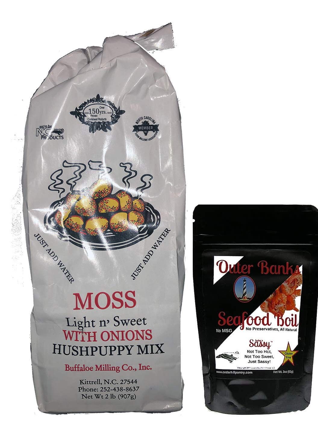 Hush Puppy Mix with Onions (2 lbs) & Seafood Boil Seasoning (3 oz) – Perfect for Southern Cooking, Fish Fries, and Seafood Boils