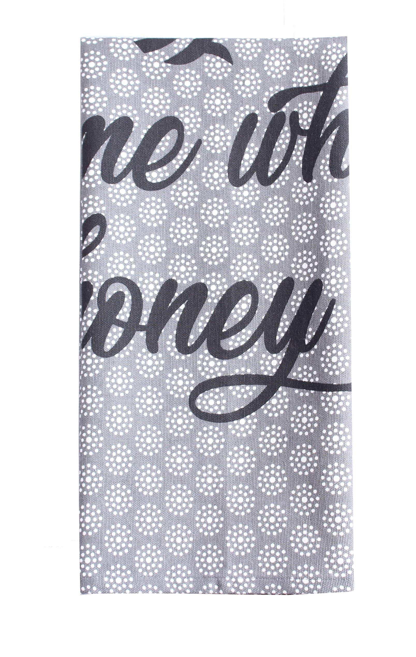 **ANA Eco-Friendly 100% Cotton Kitchen Dish Cloths - Super Absorbent, Reusable Towels (Set of 6) | Bee Grey & Yellow Print, Typography Pattern | 20x28 Inch | Perfect for Cleaning, Drying Dishes & Adding Style to Your Kitchen**