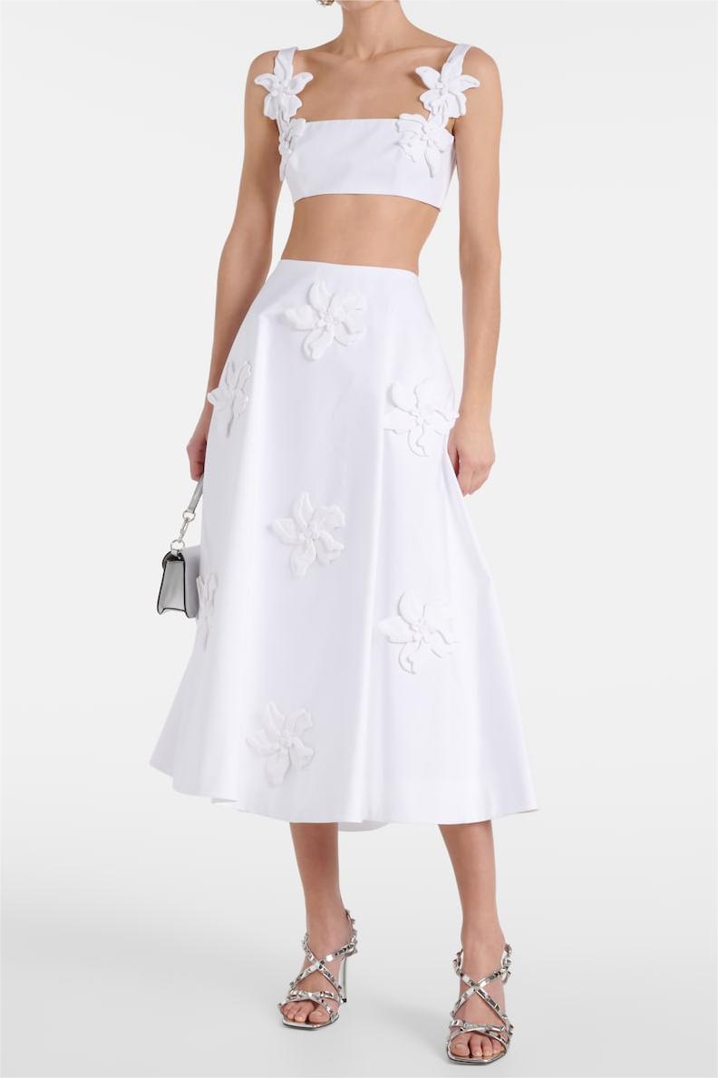 3D Floral Print High Waist Skirt with Pockets - Women's A-Line Summer Skirt for Casual Outings, Beach Vacations and Date Nights