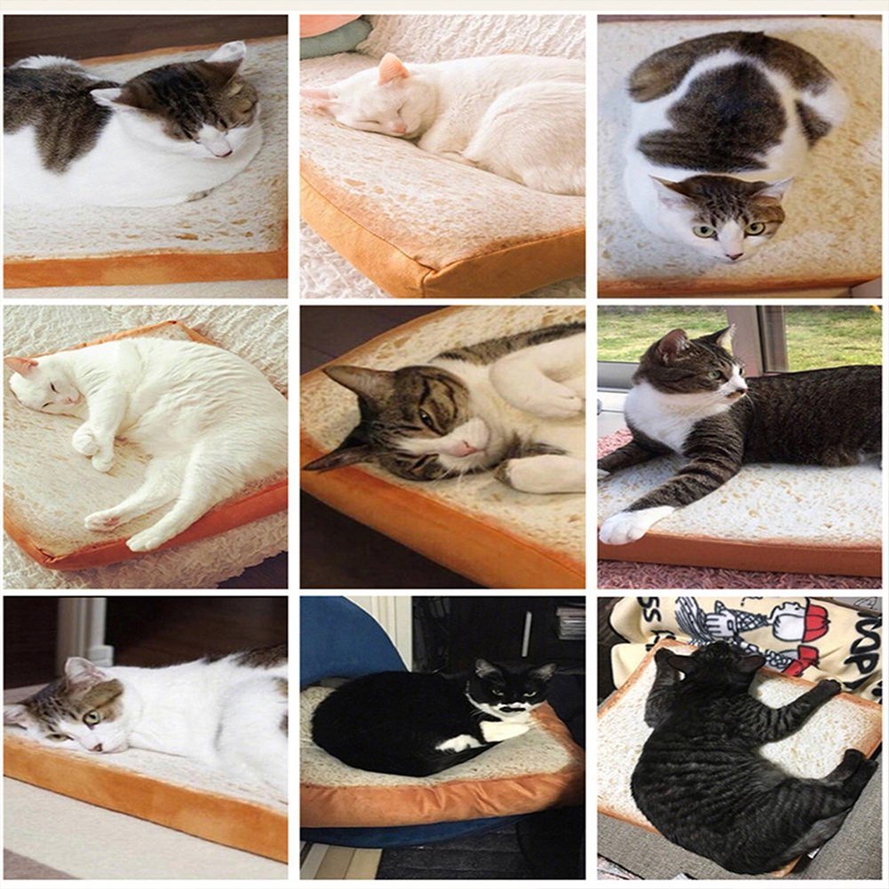 **Soft Cat Cushion Bed - Cozy Pet Mattress for Small & Medium Dogs & Cats - Plush Toast-Shaped Bedding Pad for Sleeping, Resting & Play (15.7