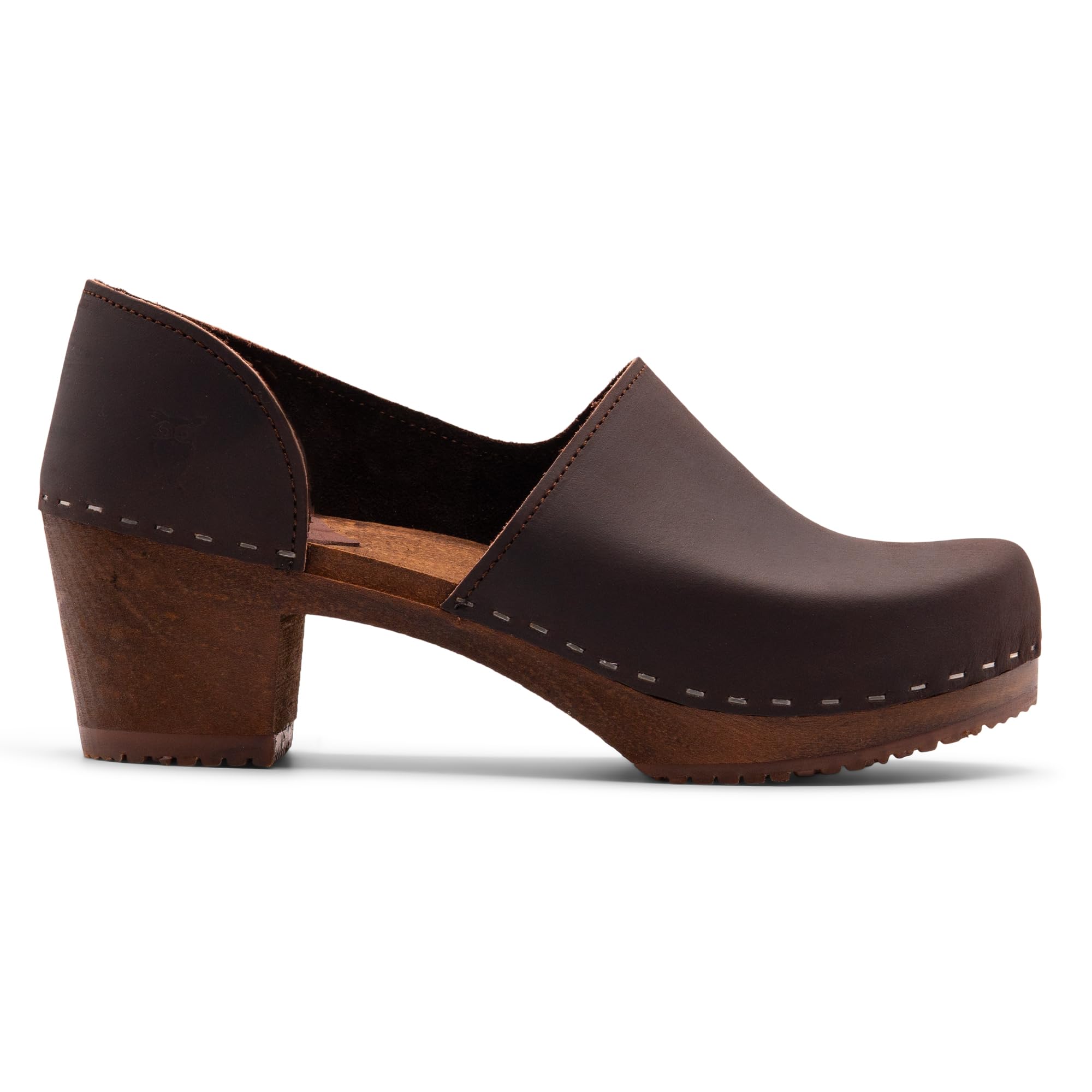 Sandgrens Handmade Swedish High Heel Wooden Clogs for Women | Comfortable & Stylish Closed-Back Design | Perfect for Casual Wear, Work & Outdoor Activities