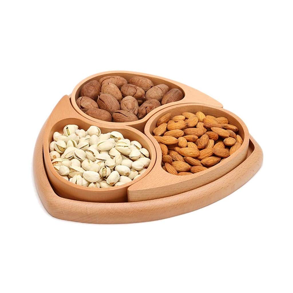 Premium Wooden Compartment Tray - Solid Wood Snack Dish for Dried Fruits, Nuts, Candy | Elegant Home Decor for Living Room, Kitchen & Hotel Dining | Perfect for Entertaining, Parties & Daily Use