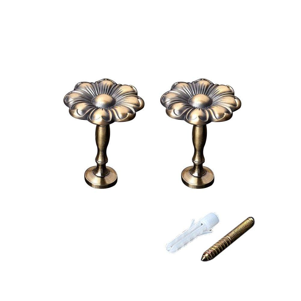 Umbrella Shape Zinc Alloy Curtain Tieback Hooks - 2 Pack Wall Mounted Tassel Hooks for Drapes, Coat Hangers & Home Decor (Flower Design, Antique Bronze) - Perfect for Living Room, Bedroom & Window Treatments