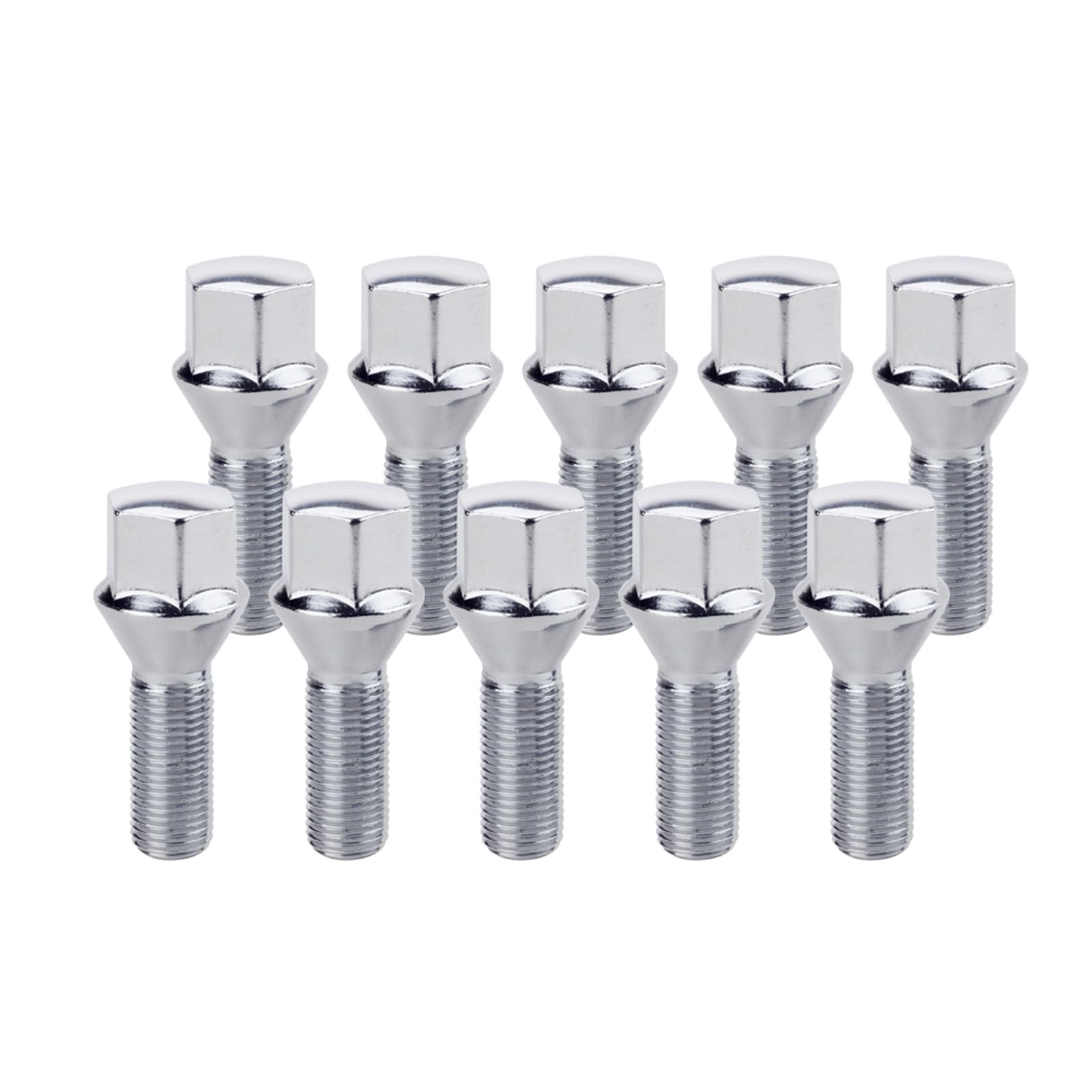 20 Pcs 14x1.5 Chrome Lug Bolts for Mercedes Wheels - 28mm Shank, 17mm Hex Fit - Perfect for Aftermarket Wheel Installation