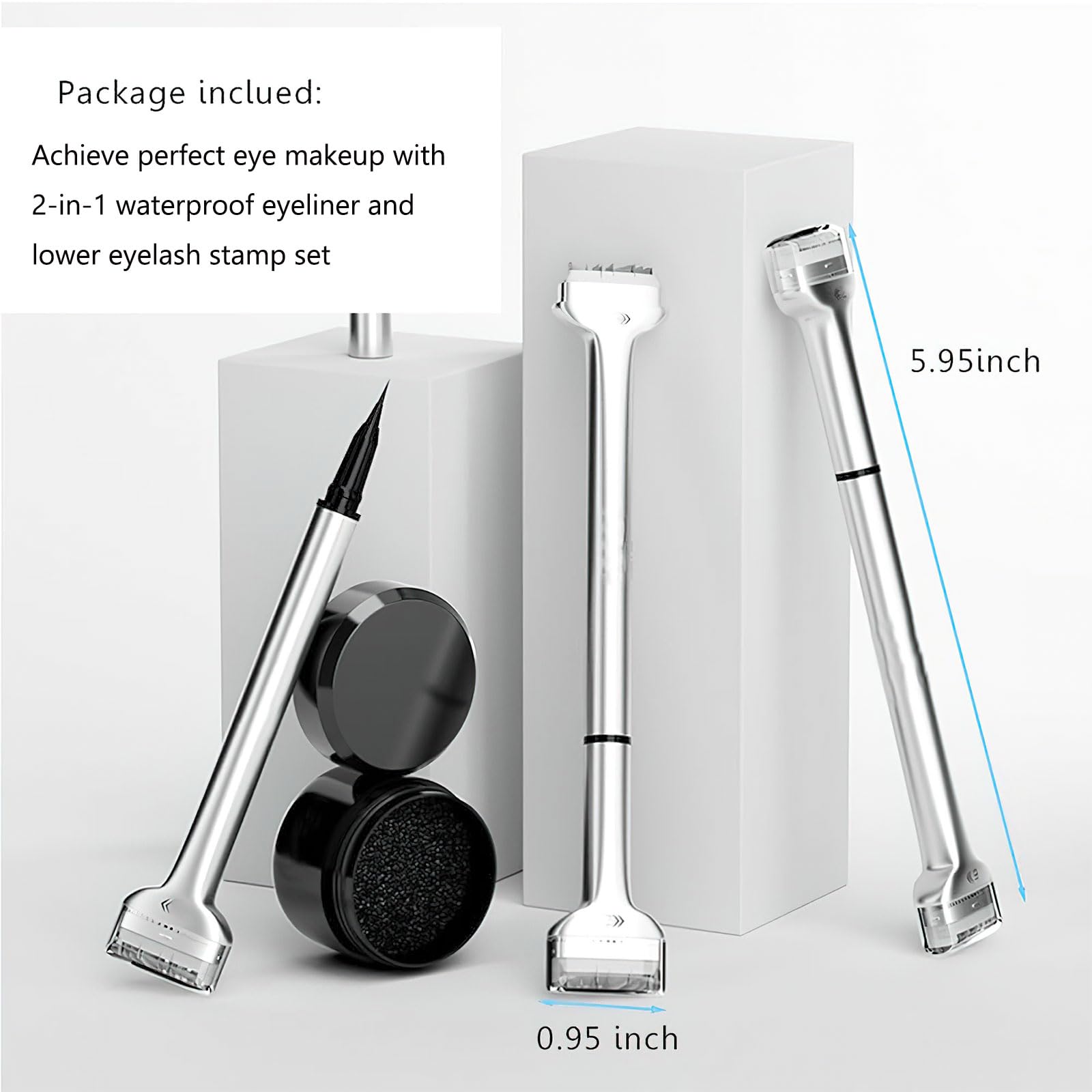 Waterproof Lower Lash Stamp & Eyeliner Set - 2-in-1 Double Head Eyeliner Pen with Lash Stamp for Quick Eye Makeup | Sweatproof & Long Lasting | Perfect for Daily Use, Parties & Special Occasions (Black)