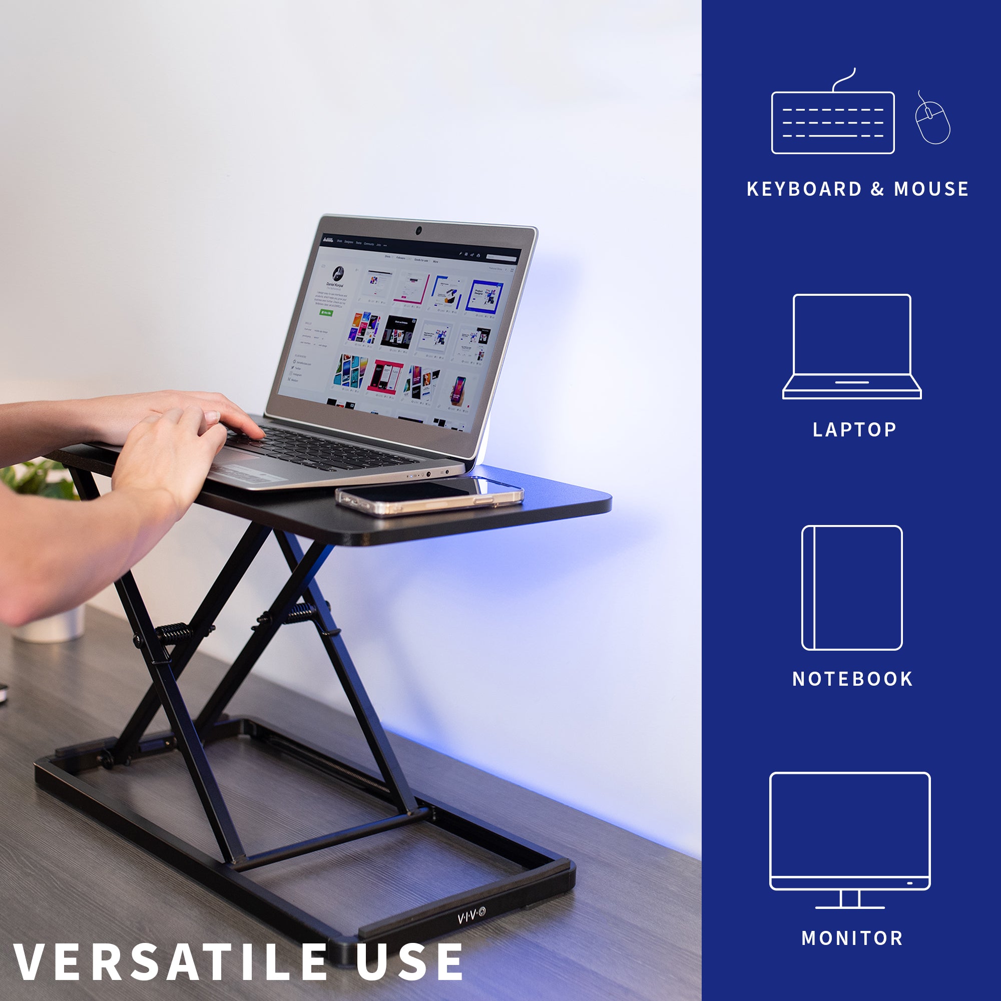 Ergonomic Single Top Manual Lift Keyboard Riser - Adjustable Height for Comfortable Typing - Perfect for Office, Gaming & Home Computer Workstations
