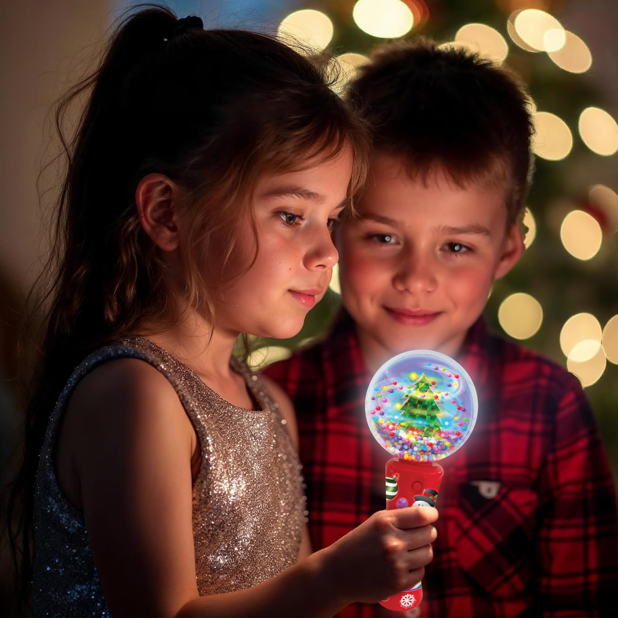 ArtCreativity 7.5 Inch LED Light Up Spinner Wand - Christmas Sensory Toy for Kids with Autism - Includes Batteries - Perfect for Holiday Parties, Autism Therapy & Calming Activities