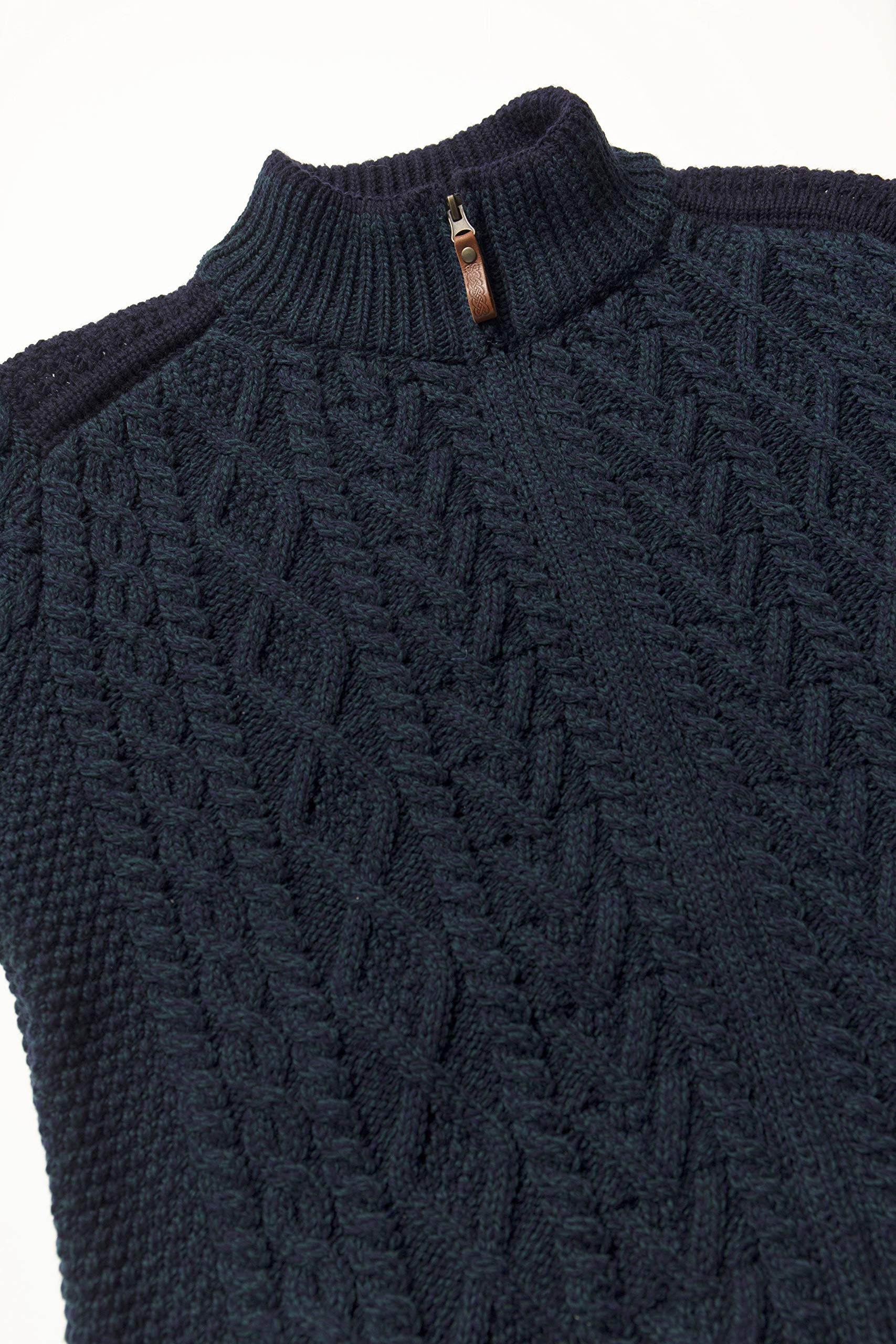 Aran Crafts Men's Cable Knit Zipper Cardigan - 100% Merino Wool Sweater for Winter, Warm & Soft Pullover for Casual Wear, Office & Outdoor Activities