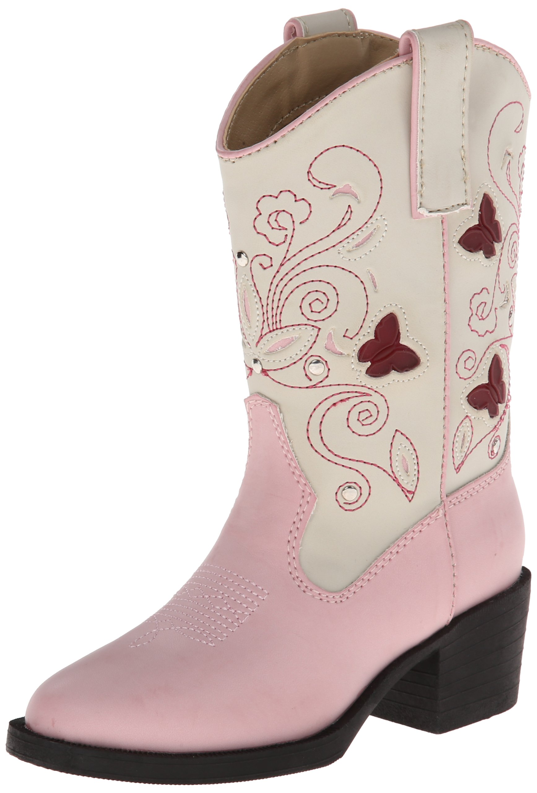 Roper Light Up Butterfly Western Boots for Toddler & Little Kid - Sparkling LED Cowgirl Boots for Girls, Perfect for Parties, Dress-Up & Playtime