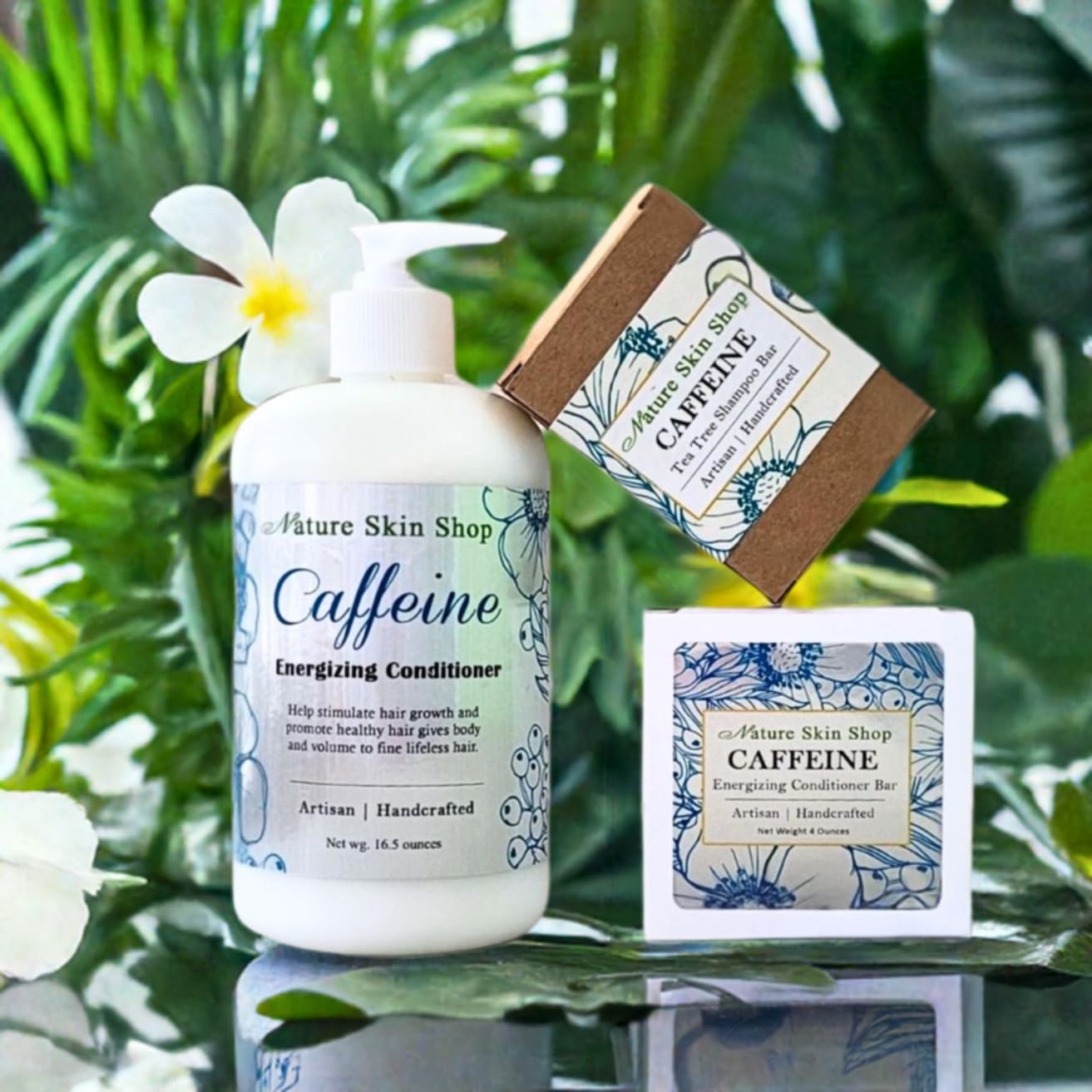 Organic Caffeine & Tea Tree Oil Shampoo Bar with Stimulating Conditioner - Volumizing Hair Growth Treatment for Thinning Hair - Perfect for Travel & Eco-Friendly Hair Care Routine