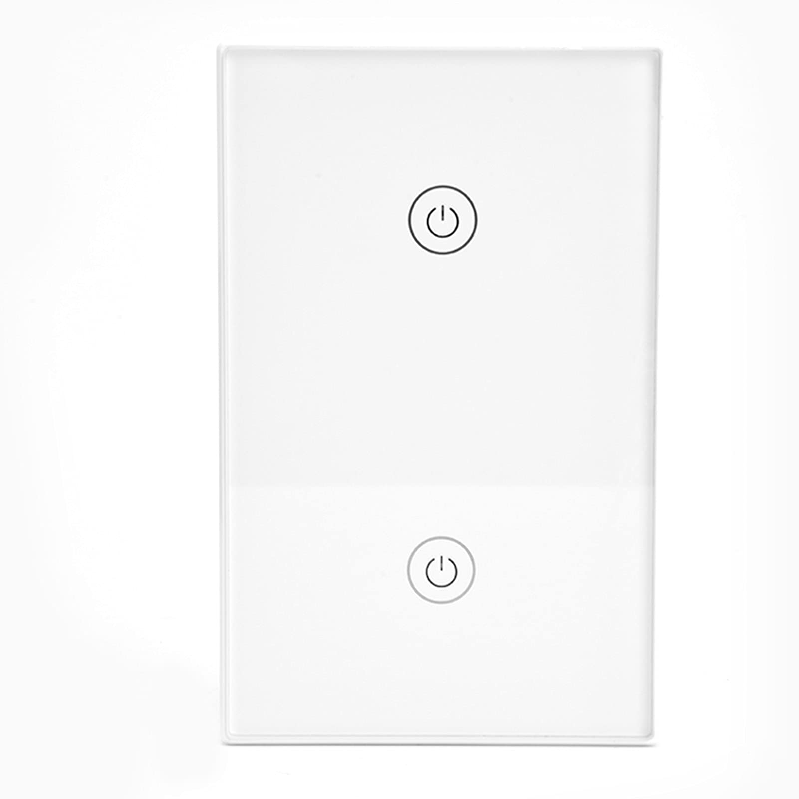 Hyuduo 2 Gang Smart Touch Light Switch - Voice Control & WiFi Enabled, Works with Google Home & Alexa, Tempered Glass Panel, 100-240V - Perfect for Smart Home Automation & Modern Living Rooms
