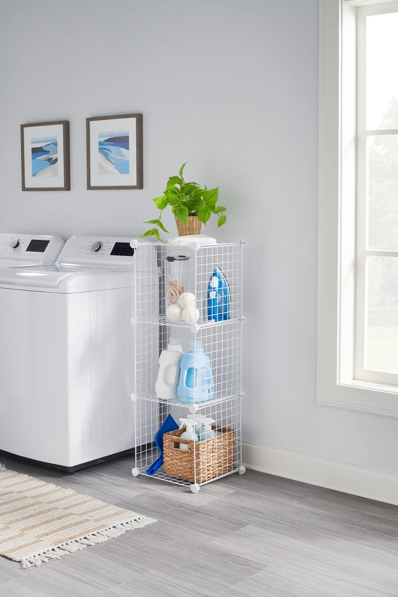 Rubbermaid 3-Piece Stackable Wire Storage Cube Set - Easy Assembly, White - Multi-Purpose Home Organizer for Closet, Bookshelf, Toy Storage & Room Organization - Perfect for Bedroom, Office & Kids' Playroom
