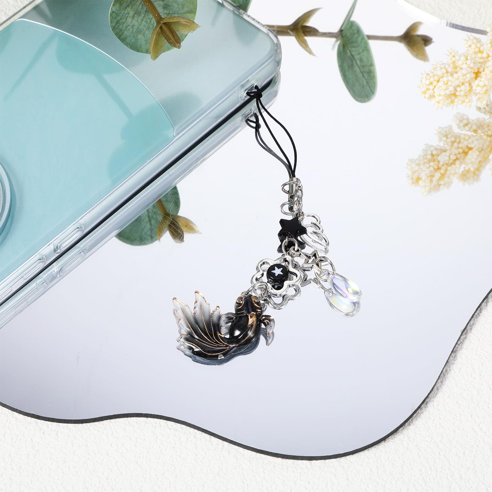 2Pcs Aesthetic Y2K Koi Fish Phone Charm - Beaded Starfish Lanyard for Phone Case, Bag & Keychain Decor - Cute Accessories for Teens, Girls, Kawaii Style (Perfect for School, Work & Everyday Use)
