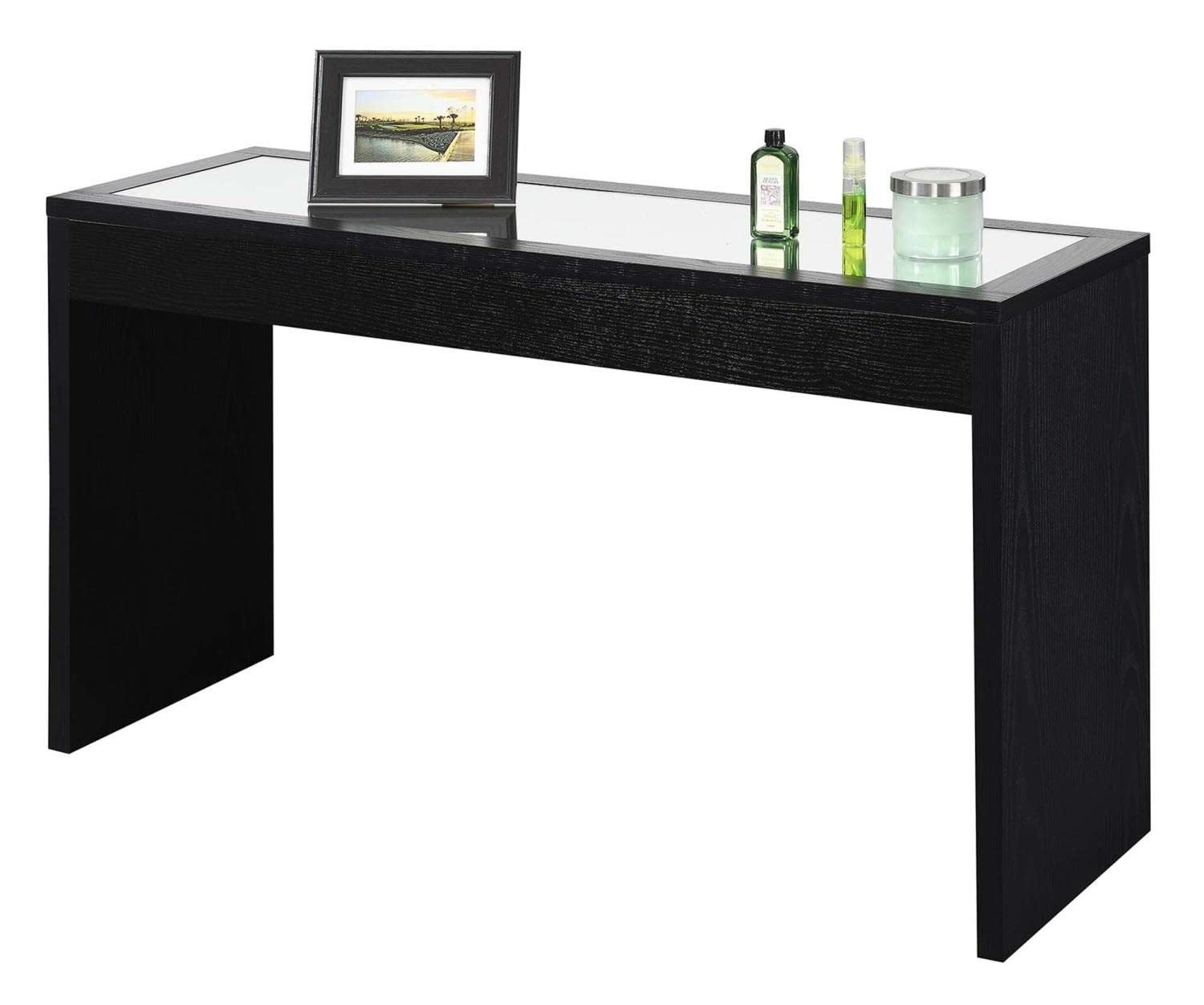 Convenience Concepts Northfield Black Mirrored Console Table - Elegant Entryway & Hallway Decor for Modern Homes