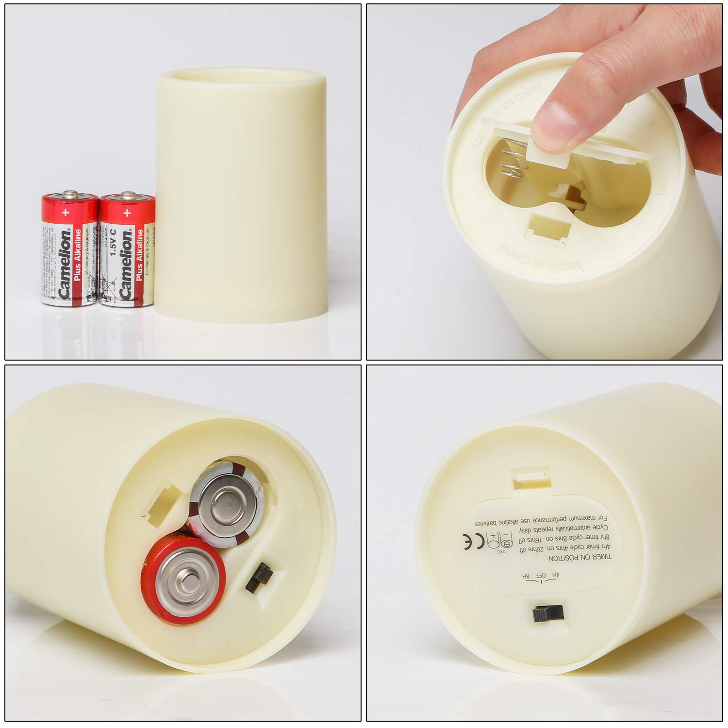 4 Pack Battery Operated Flameless LED Flickering Candles with Remote & Timer - 3x4 Inch Ivory Plastic Pillar Candles for Home Decor, Wedding, Party, Christmas Indoor & Outdoor Lighting