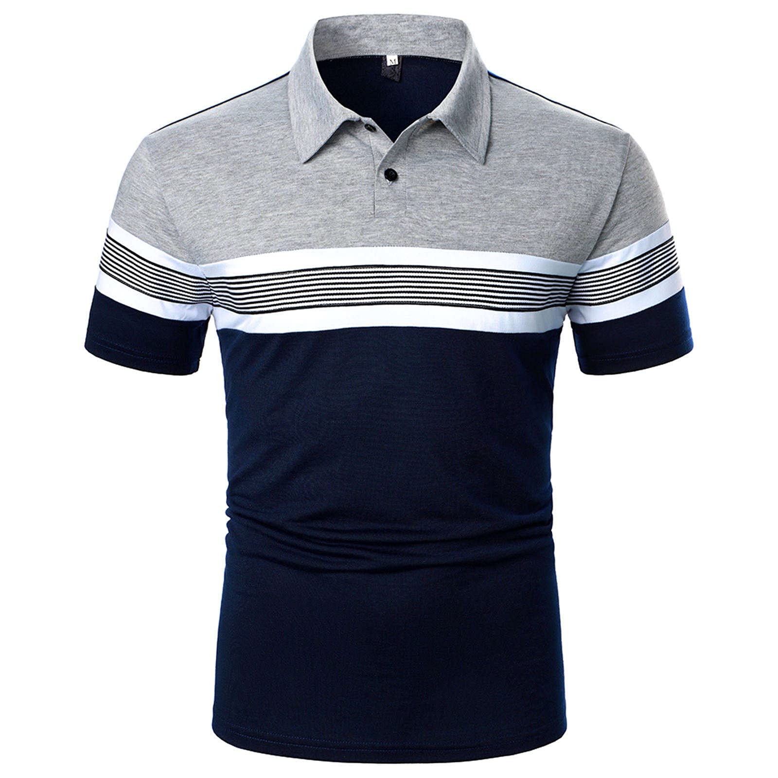 Men's Casual Short Sleeve Striped Button Down Shirt - Loose Fit Summer Blouse for Everyday Wear & Outdoor Activities